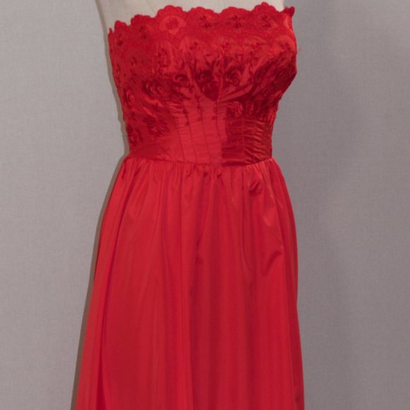 Red Floral Halter Gown - Picture 7 of 12